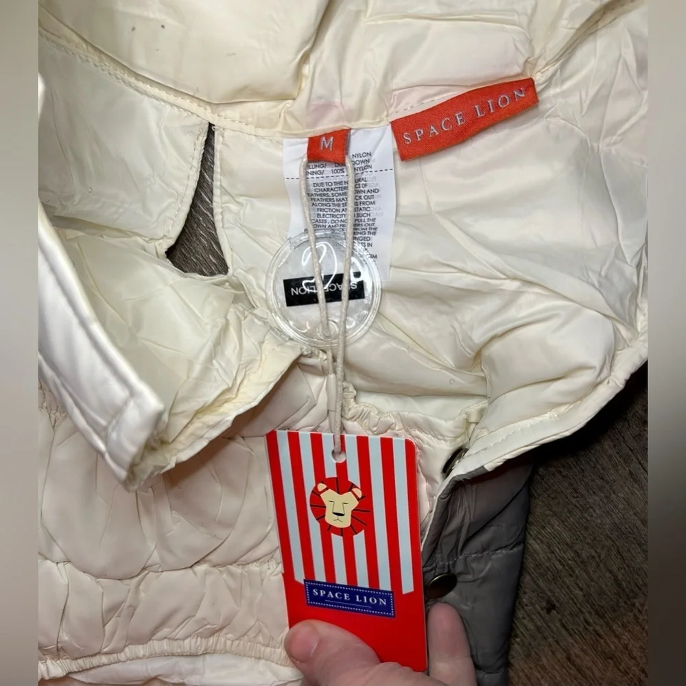 Premium Duck Down Space Lion Dog Jacket – Waterproof, Windproof – Size M